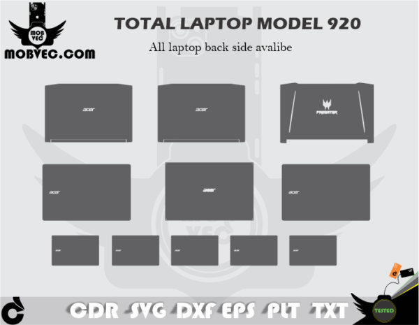 All Laptop Skin Cut Template Vector Back Only