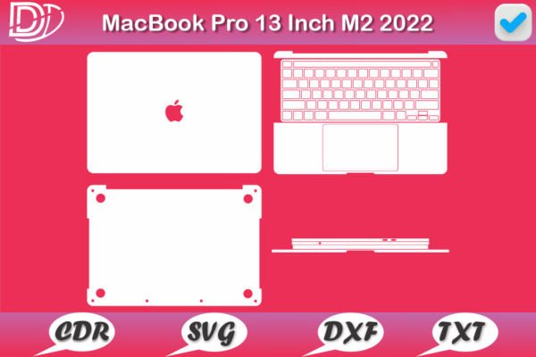 MacBook Pro 13 Inch M2 2022 Skin Template Vector