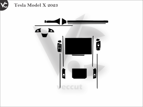 Tesla Model X 2023 Car Interior Wrap Cutting Template
