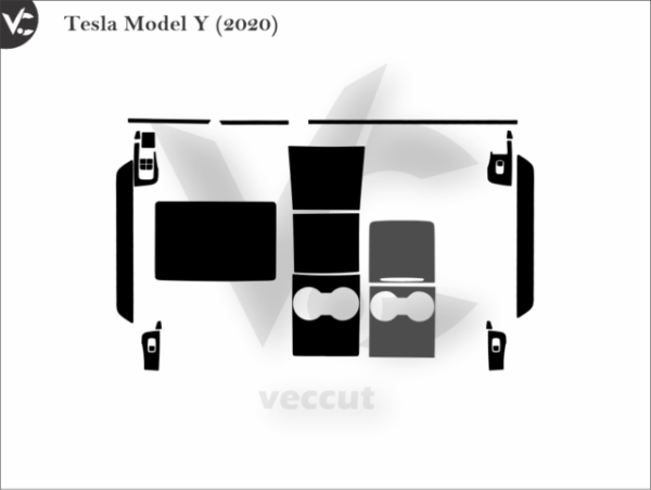 Tesla Model Y (2020) Car Interior Wrap Cutting Template