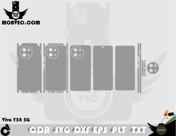 Vivo Y58 5G Skin Cut Template Vector