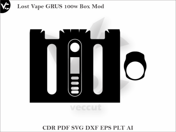 Lost Vape GRUS 100w Box Mod Wrap Cut Template Vector