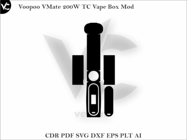 Voopoo VMate 200W TC Vape Box Mod Wrap Cut Template Vector