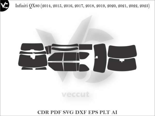 Infiniti QX80 (2014, 2015, 2016, 2017, 2018, 2019, 2020, 2021, 2022, 2023) Tint Film Cut Template Vector