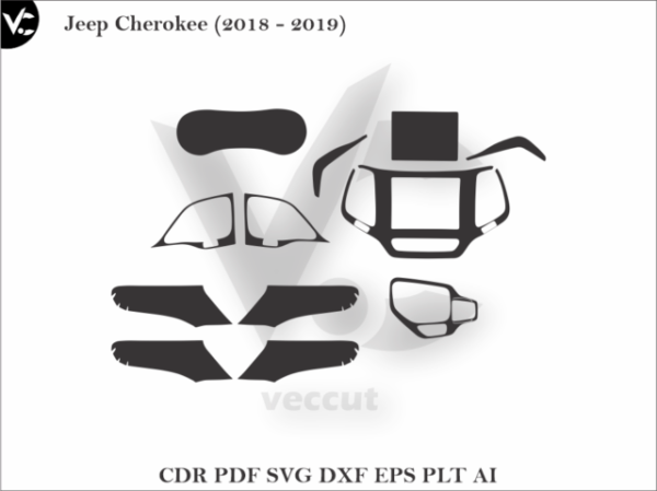 Jeep Cherokee (2018 - 2019) Car Interior Wrap Cutting Template