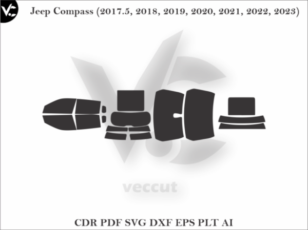 Jeep Compass (2017.5, 2018, 2019, 2020, 2021, 2022, 2023) Tint Film Cut Template Vector