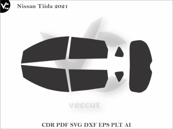 Nissan Tiida 2021 Tint Film Cut Template Vector