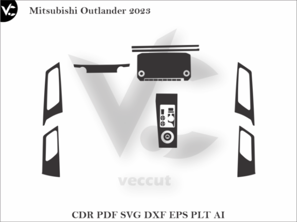 Mitsubishi Outlander 2023 Car Interior Wrap Cutting Template