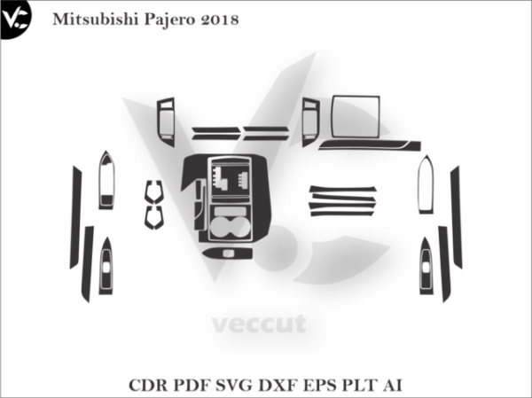 Mitsubishi Pajero 2018 Car Interior Wrap Cutting Template