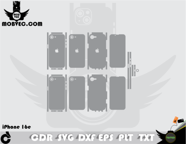 iPhone 16e Skin Cut Template Vector