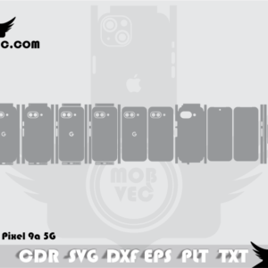 Google Pixel 9a 5G Skin Cut Template Vector