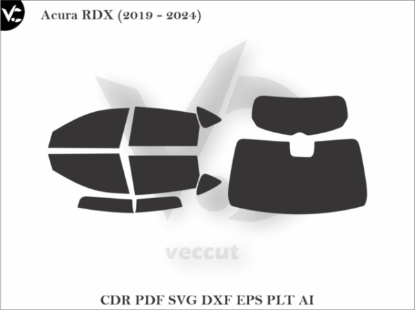 Acura RDX (2019 - 2024) Tint Film Cut Template Vector