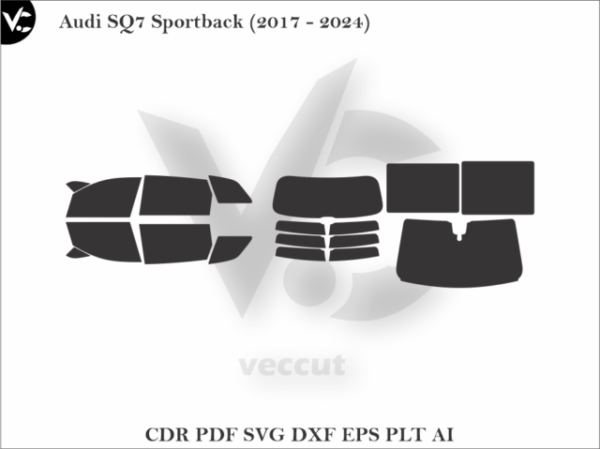 Audi SQ7 Sportback (2017 - 2024) Tint Film Cut Template Vector