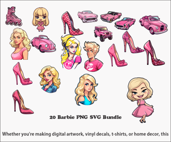 20 Barbie PNG SVG Bundle
