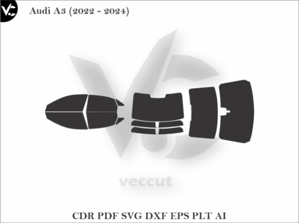 Audi A3 (2022 - 2024) Tint Film Cut Template Vector