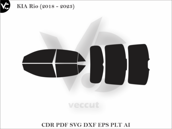 KIA Rio (2018 - 2023) Tint Film Cut Template Vector