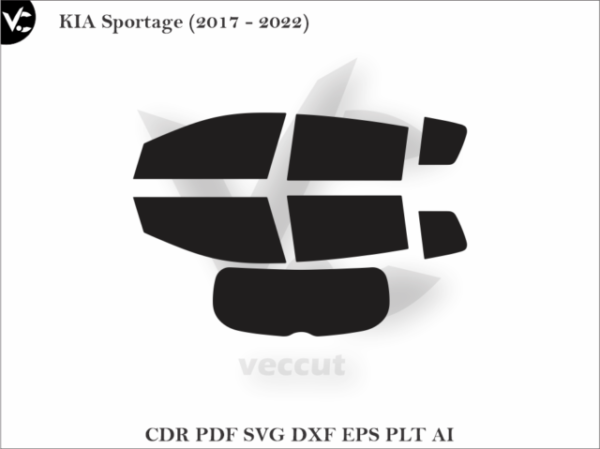 KIA Sportage (2017 - 2022) Tint Film Cut Template Vector