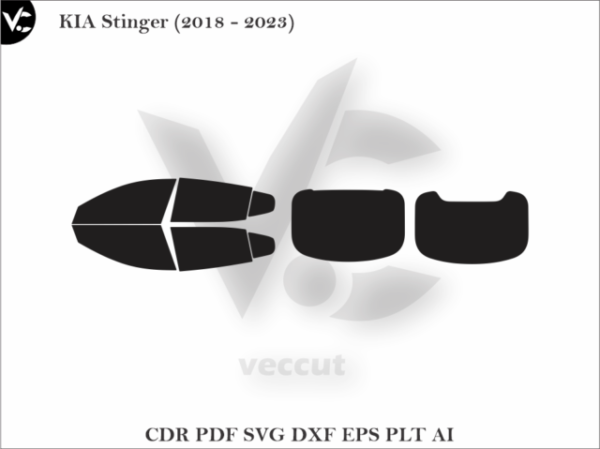 KIA Stinger (2018 - 2023) Tint Film Cut Template Vector