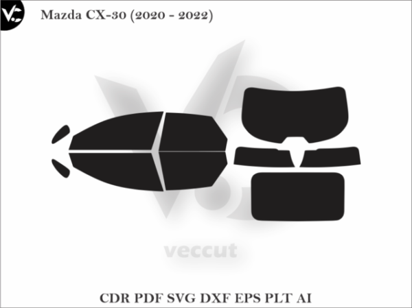 Mazda CX-30 (2020 - 2022) Tint Film Cut Template Vector
