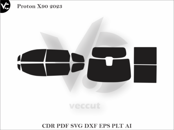 Proton X90 2023 Tint Film Cut Template Vector