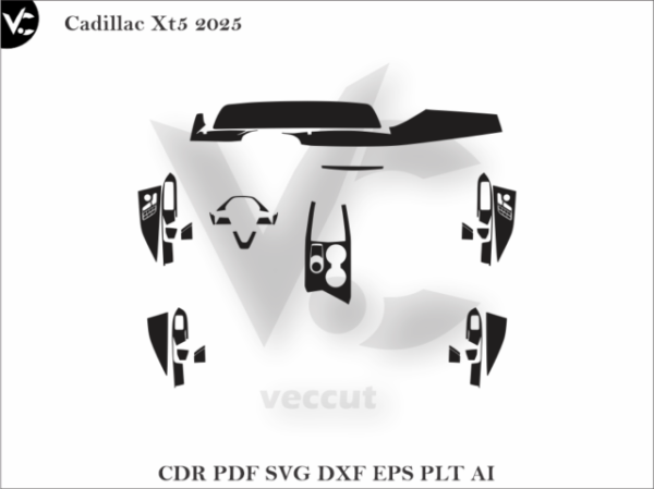 Cadillac Xt5 2025 Car Interior Wrap Cutting Template
