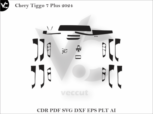Chery Tiggo 7 Plus 2024 Car Interior Wrap Cutting Template