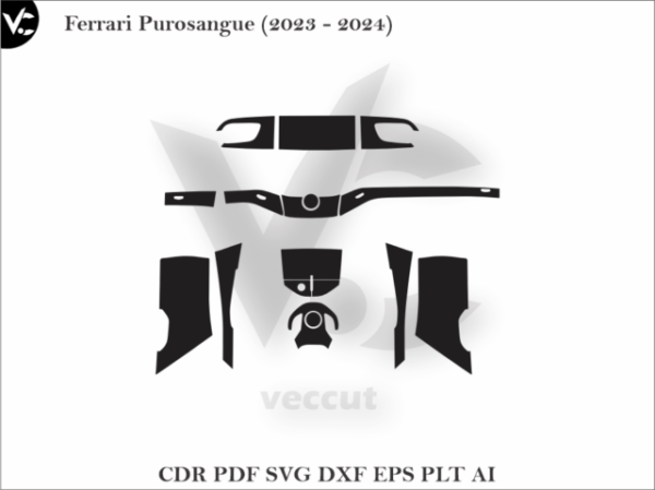 Ferrari Purosangue (2023 - 2024) Car Interior Wrap Cutting Template