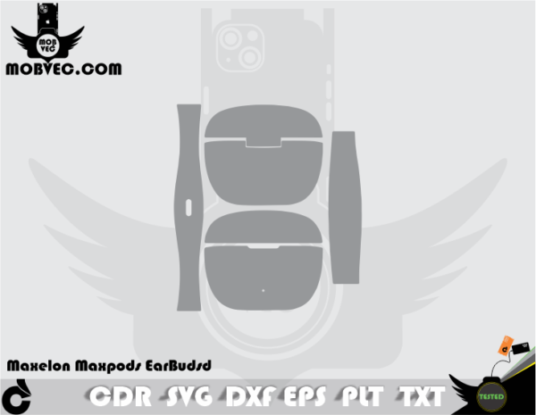 Maxelon Maxpods EarBudsd Skin Cut Template Vector