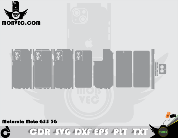 Motorola Moto G55 5G Skin Cut Template Vector