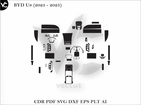 BYD U8 (2023 - 2025) Car Interior Wrap Cutting Template