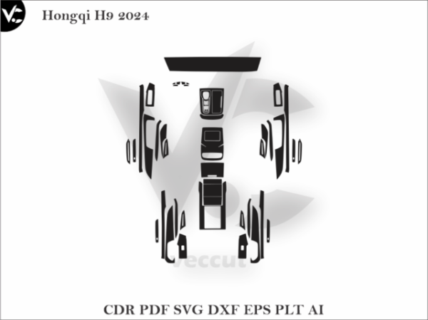 HONGQI H9 2024 Car Interior Wrap Cutting Template