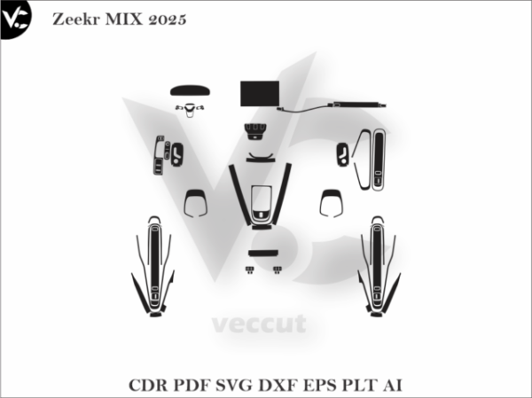 Zeekr MIX 2025 Car Interior Wrap Cutting Template